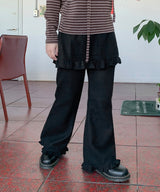 Beaunish Frill Layered Banding Skirt Pants