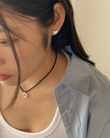 Chiffon heart earring (silver)