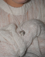 [925SILVER] CUSHION HEART RIBBOON NECKLACE