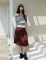 オフショルダー ラッフル トップ(GREY)