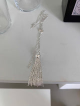 Silver tassel long layered necklace