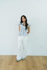 CHEEK DOT PUFF BLOUSE SCARF SET 