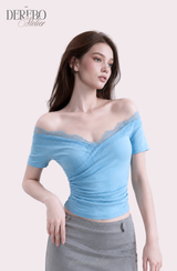 Blue Shine lace off short-sleeve T-shirt