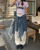 (Unisex)デストロイドチェックシャツ
