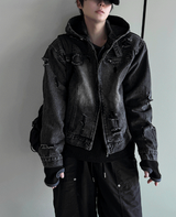 クレイデニムフーディドジャケット