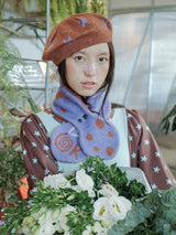 New product UnsocialNight original autumn and winter 水玉模様 ニットスカーフ 両面カラーコントラスト
