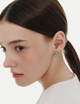 26SS★ Champagne First Moon Silver One-Touch Earrings M