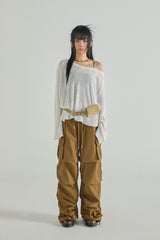 Shirring Line Cotton Cargo Pants