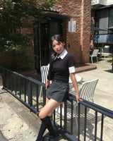 Check wrap skirt pants (belt set)