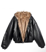 Reversible leather fur jacket
