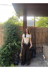 ヘーゼルナッツピンタックワイドコットンカジュアルパンツ