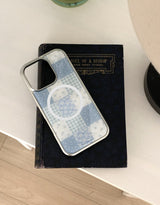 [MADE]ブルーパッチ シルバーエポキシ MagSafe iPhoneケース