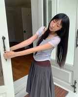 ナウーンフラワーラウンドボタン半袖Tシャツ