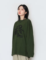 ウェーブレタリング長袖Tシャツ