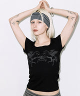 PEGASUS RIBBED TOP (BLACK) F26QB058