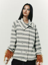 STRIPE COLLAR JACKET GREY