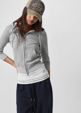 [B-BASIC] Waffle Slim Fit 3/4 Length Zip-Up Hoodie (2 SIZE)