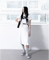DOUBLE POCKET STRING CROSS BAG WHITE