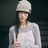 knit button beanie oatmeal