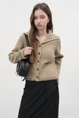 【即日発送】vintage stitch high-neck collar cardigan