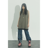 リボンミニドレス : KHAKI