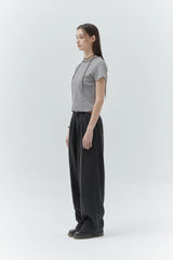KIRSH PLAIN CHERRY SEMI CROP T-SHIRT - GRAY  