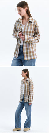 PATTERNED ETHNIC OMBRE CHECK SHIRT_BEIGE
