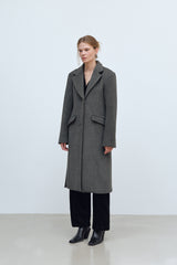 SIDE CUT OUT SINGLE WOOL COAT - CHARCOAL