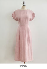 Opil Balloon Sleeve Linen Long One Piece