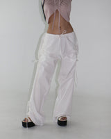 ribbon string shirring wide pants