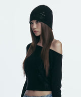 CROSS PATCHED LOGO BEANIE_BLACK