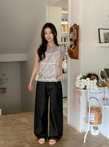 Non-Fade Stitch Wide Denim Pants (2color)