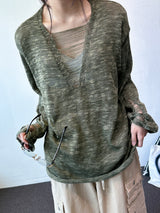 Drip Drape Distressed Mesh Loose Knit Sweater 4color