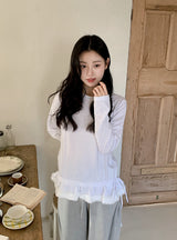 WT Lace Frill Layered Long Sleeve T-Shirt (2color)