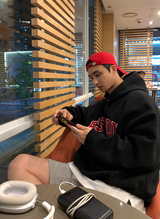Urban Boston Embroidery Double Middle Overfit Hoodie