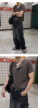 [S/S] Pigment crop muscle henry neck t-shirts(4color)