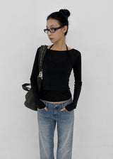 [MADE] Tenlua Wool Tencel Boat Neck Long Sleeve Tee (50% Tencel)