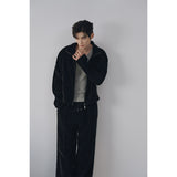 ベルベットコーデュロイカーブクロップジップアップ(Black)