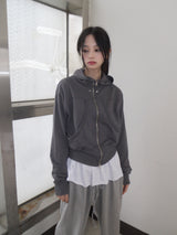 stud hood zip-up
