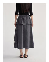 Soft ruffle striped asymmetrical flare skirt