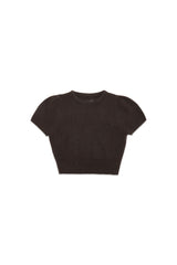 Puff raccoon half knit_brown