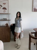 Layer Hug Layered Henley Button Long Sleeve Tee 