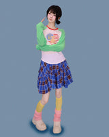 matilda blue check skirt (속바지)
