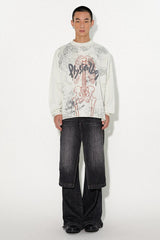  Roman Rib Heavy Industry Distressed Washed Long Sleeve T-shirt