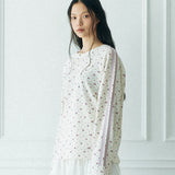 ワッフルラグランTシャツ (フラワー_アイボリー)