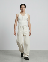 Henley Neck Ribbed Tank
