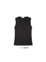 Henley neck sleeveless tee