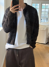 [Unisex] Hairy crop round knit cardigan(3color)