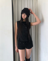 Mihyu High-Neck Button Vest