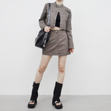 Tenon suede jacket + skirt set